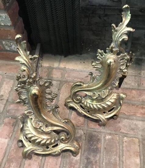 Pair Antique French Rococo Style Fireplace Andiron