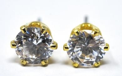 Pair Of 2 Carat Synthetic Diamond Earring Studs