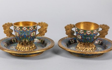 Pair Of Chinese Export Cloisonne Teacups