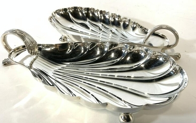 Pair Silver Plated Claw and Ball Foot Handle Trays