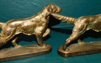 Pair of Antique Painted Cast Iron Setter Bookends