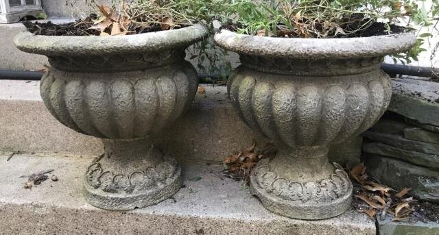 Pair of Cast Garden Planter Pot Urns
