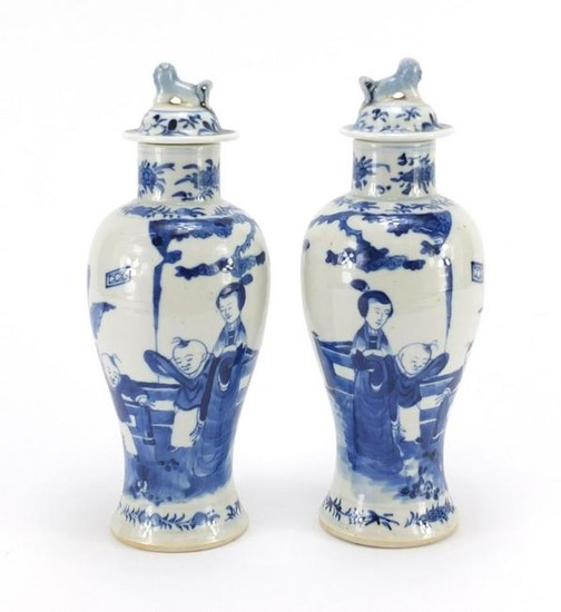 Pair of Chinese blue and white baluster vases with