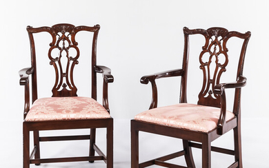 Pair of Chippendale-style Mahogany Armchairs