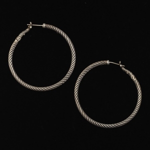Pair of David Yurman Sterling Silver Hoop Earrings