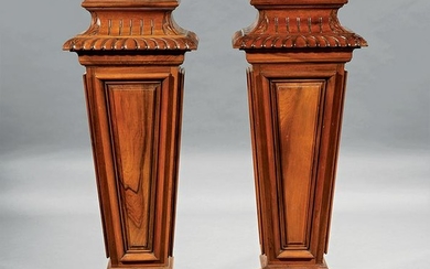 Pair of Empire-Style Carved Mahogany Pedestals