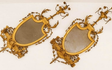 Pair of French 19th Cent. Gilt Girandole Mirrors with