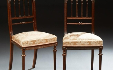 Pair of French Louis XVI Style Carved Walnut Side