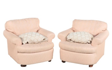 Pair of Henredon Fabric Upholstered Club Chairs, Late 20th Century