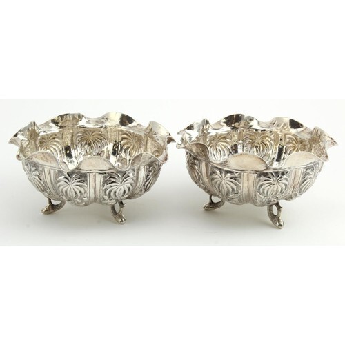 Pair of Indian? unmarked silver bowls. Total weight 6 oz app...