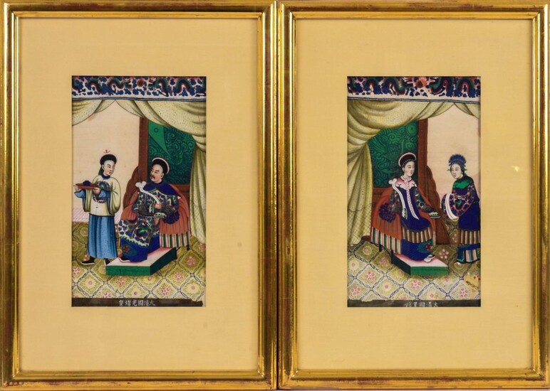 Pair of Paintings of the Guangxu Emperor and Empress
