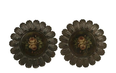 Pair of Spanish Style Painted Tole Wall Plaques.