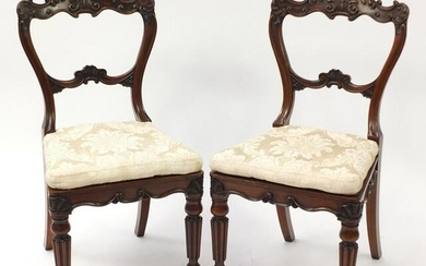 Pair of Waring & Gillow rosewood chairs with fluted