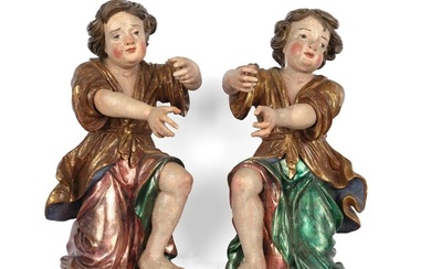 Pair of baroque angels, alpine, 18th century