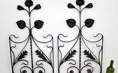 Pair scrolled iron panels