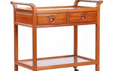 (-), Rosewood tea trolley with 2 drawers and...