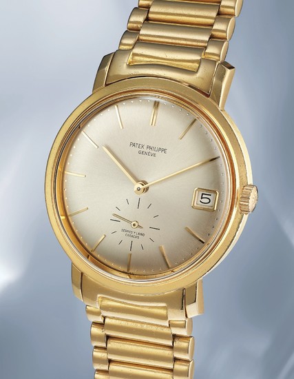 Patek Philippe, Ref. 3445 A very rare and imposing yellow gold wristwatch with date and bracelet