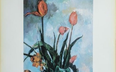 Paul Cezanne, Tulips in Vase, Poster on board