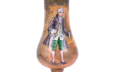 Pedestal Miniature Vase, French Enamel, Scenic