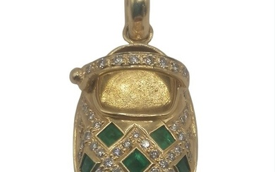 Pendant Yellow gold Emerald - Diamond