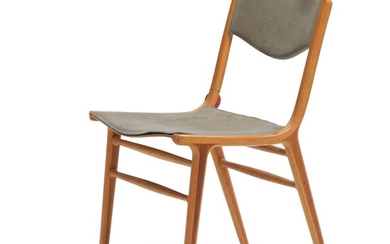NOT SOLD. Peter Hvidt, Orla Mølgaard-Nielsen: "AX-Prototype". Beech and mahogany dining chair with gray felt. Manufactured by Fritz Hansen – Bruun Rasmussen Auctioneers of Fine Art