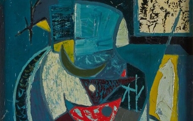 Pierre DE BERROETA (1914-2004) Composition Huile sur toile signée en bas à gauche Vers 1960...