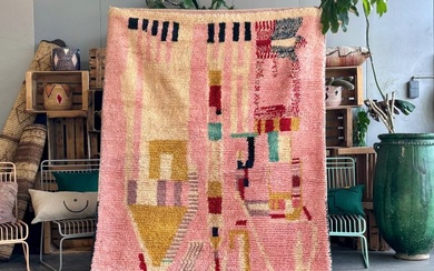 Pink Modern Moroccan Berber Boujad Rug - Spring Contemporary Berber Rug - Rug - 255 cm - 160 cm