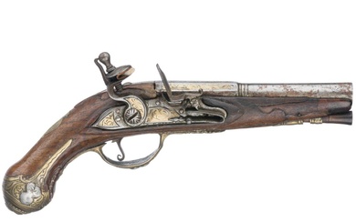 Pistolet de voyageur italien à silex par A. Rosini à Gardone Val Trompia, circa 1780....