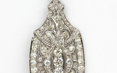 Platinum Art Deco diamond-brooch/pendant, approx. 1910/20 , Pt tested, with...