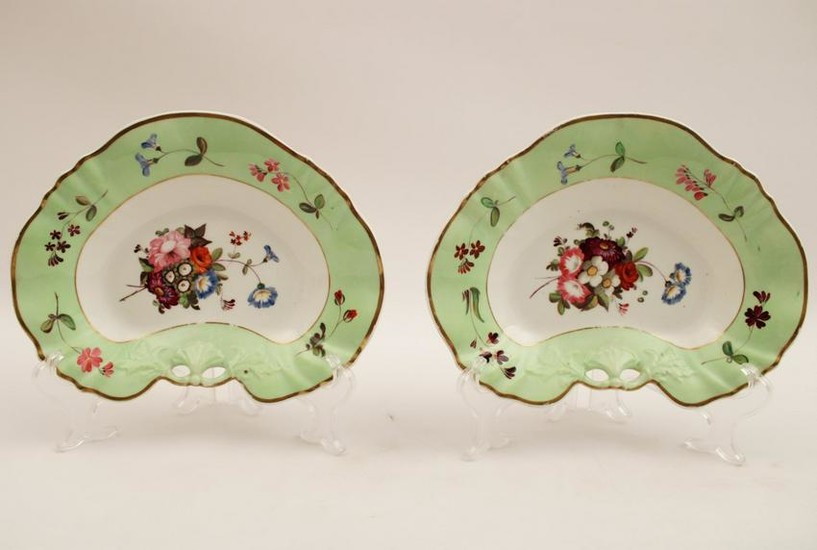 Pr of French Leaf shaped porcelain plates