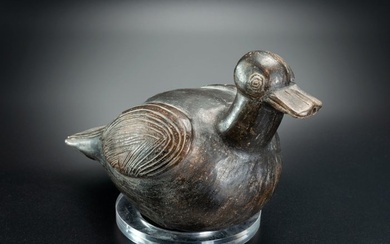 Pre-Columbian. Chimu Ceramic Duck Vessel With Spanish Import License. Published.