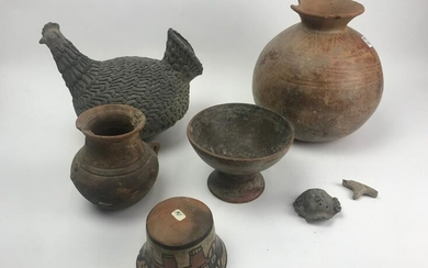 Pre Columbian Pots with Pottery Hen