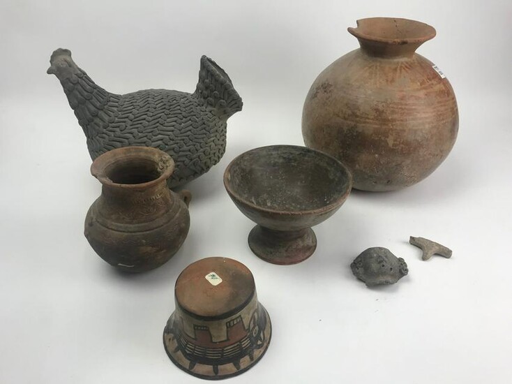 Pre Columbian Pots with Pottery Hen