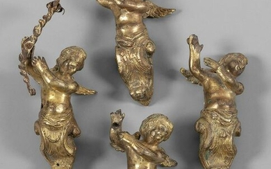 Quattro putti in bronzo, Roma sec.XVII h.cm.13