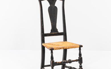 Queen Anne Black-painted Vaseback Side Chair