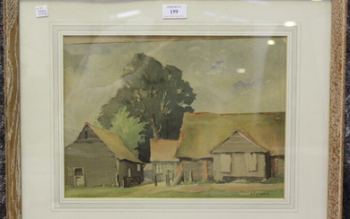 R.N. Goodman - 'Old Farm Turville', 20th century watercolour, signed, titled verso, 26cm x