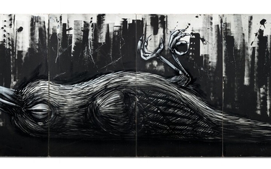 ROA (Belge - Né en 1975)Untitled (Dead bird) - 2008Peinture aérosol et acrylique sur 4...