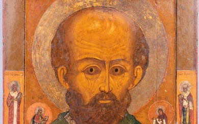 RUSSIAN, 19TH CENTURY, ICON OF ST. NICHOLAS, Egg tempera and gesso on wood panel, 14 x 122 in. (35.6 x 309.9 cm.)