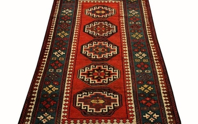 RUSSIAN, ANTIQUE, HAND WOVEN WOOL RUG