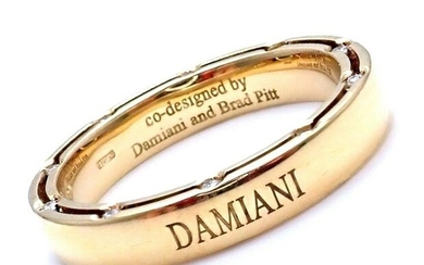 Rare Authentic Damiani Brad Pitt 18k Yellow Gold 20 Diamond 4mm Band Ring Sz 8.5