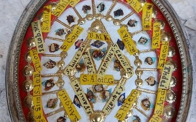 Reliquary, 31 Santitra cui tutti gli Apostoli e gli Evangelisti (1) - Crystal, Papier-mache, Silver, Textiles - 19th century