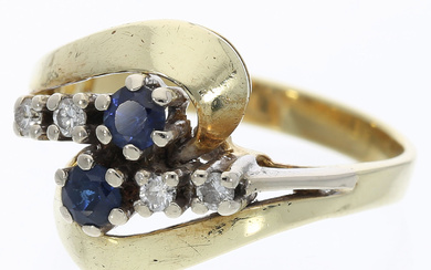 Ring: vintage Saphir/Brillant-Goldschmiedering