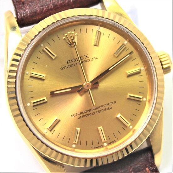 Rolex - 18KT Gold "NO RESERVE PRICE" Oyster Perpetual - 14238 "N" 1991 Excellent condition - Men - 1990-1999