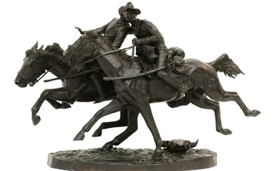 Roman Bronze Works, After Frederic Remington, "The Wounded Bunkie" (1/250)