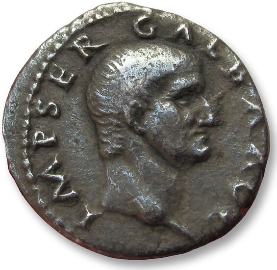 Roman Empire - AR denariusemperor Galba. Rome mint 68-69 A.D. - SPQR OB C S within wreath - rare coin from a shortlived emperor - Silver