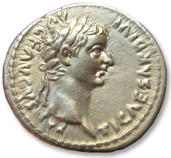 Roman Empire. Tiberius (AD 14-37). AR Denarius,Lugdunum, AD 14-37 - famous tribute penny type in beautiful condition