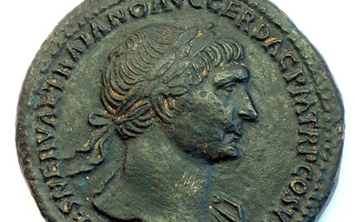 Roman Empire. Trajan (AD 98-117). Æ Sestertius,Rome mint, circa AD 108-109/110