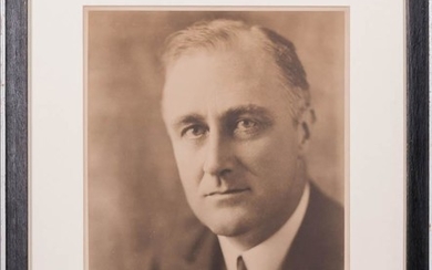 Roosevelt, Franklin Delano (1882-1945) Signed Photograph. New York: Ortho, [no date]. Close-up photographic portrait in sepia tones, si
