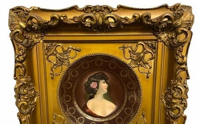 Royal Vienna Porcelain Portrait Plate in Gilt Wood