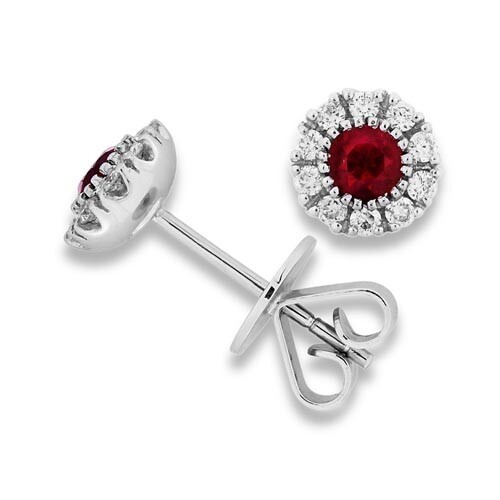Ruby Earrings set with 0.57ct. Rubies and 0.35 ct. diamonds....
